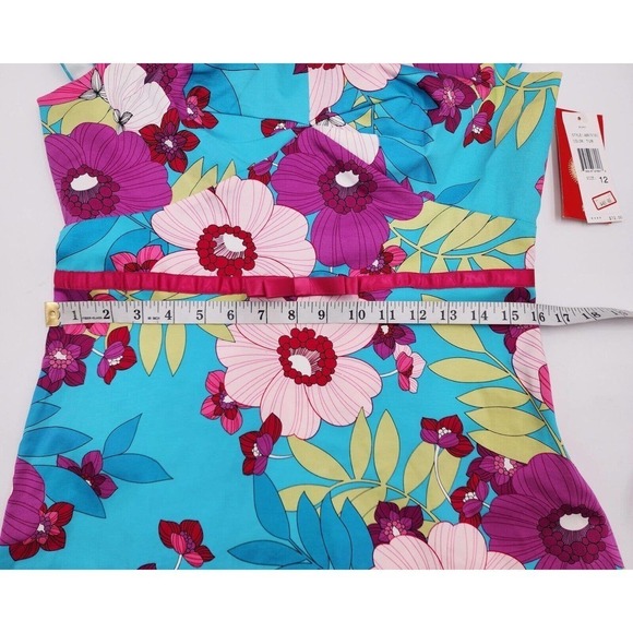 Sangria Womens Dress Size 12 Blue Floral V Neck Short Sleeve Side Zip Lined - Picture 6 of 10